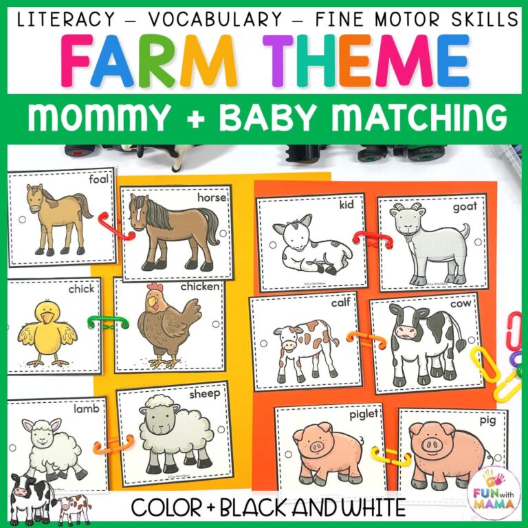 Farm Animal Mommy + Baby Matching Cards