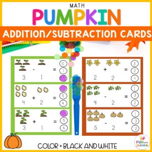 Pumpkin Addition Subtraction Cards