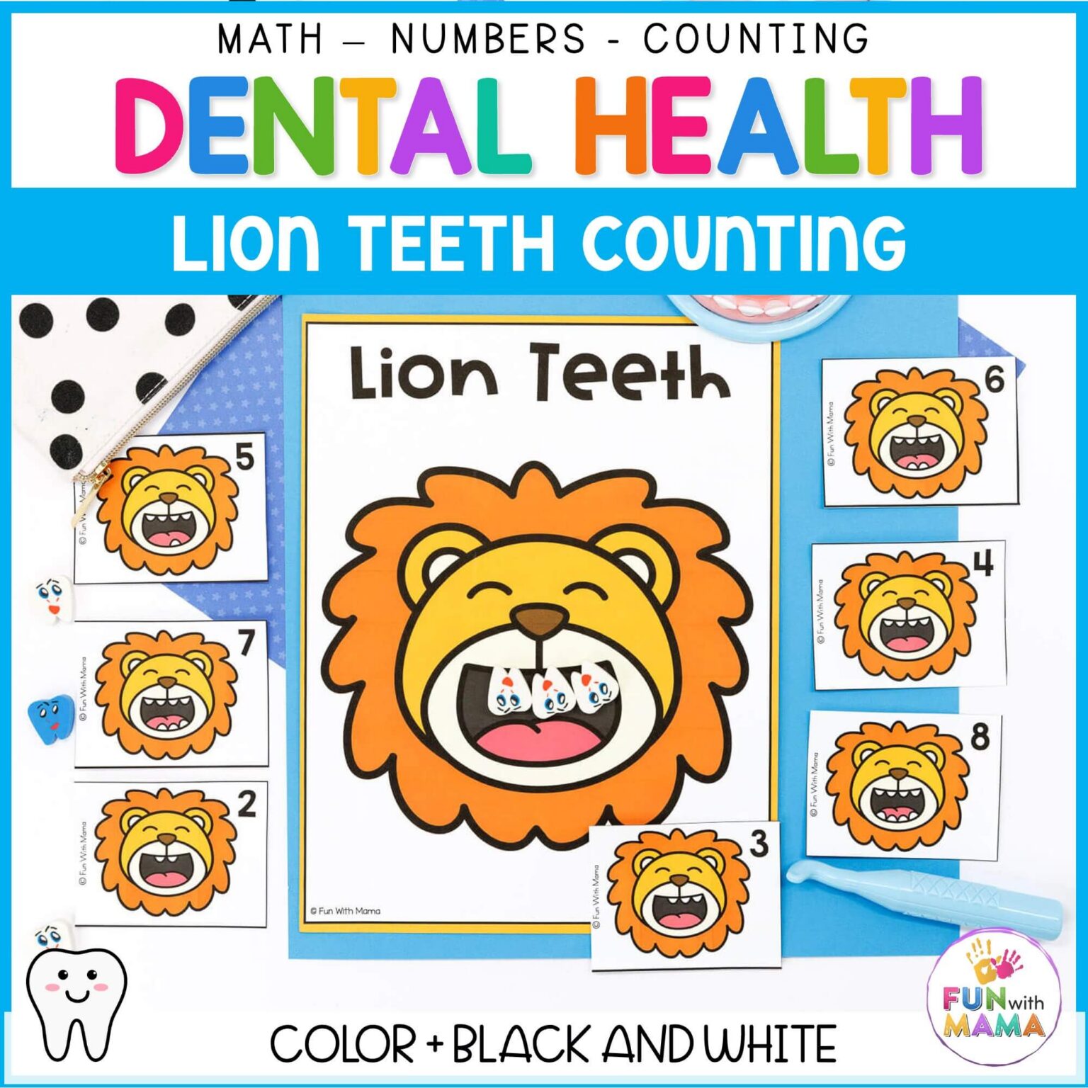 Dental Health Lion Teeth Counting